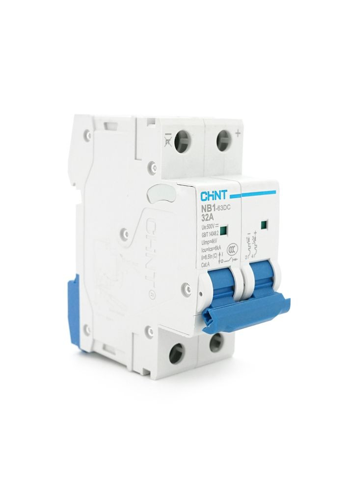Автоматический выключатель постоянного тока CHNT NB1-63DC 2P C32 DC500V, 32A, 6kA, DIN, 86*36*49.5mm Chint (370621008)