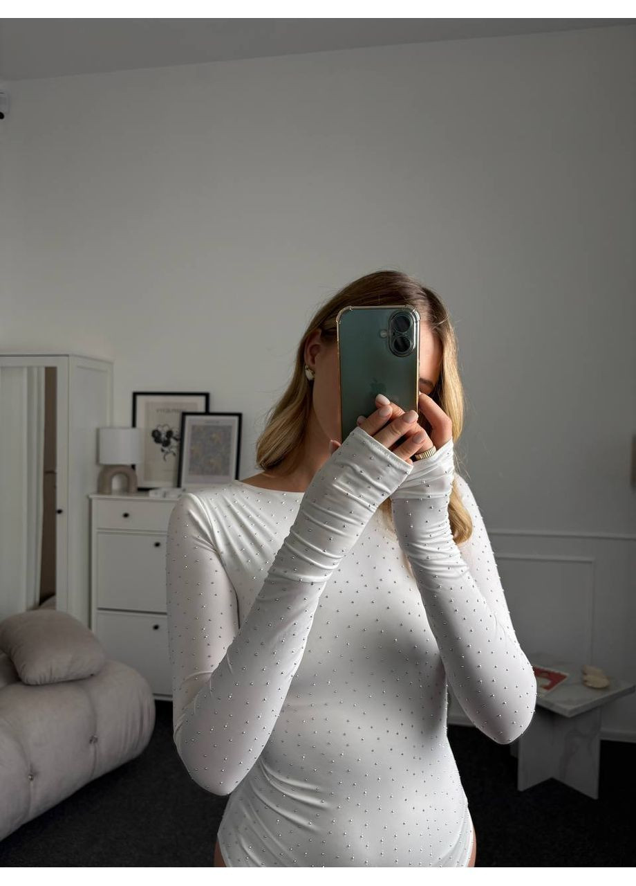 Жіноче топ-боді з довгим рукавом та зі стразами MonCher (368634189)