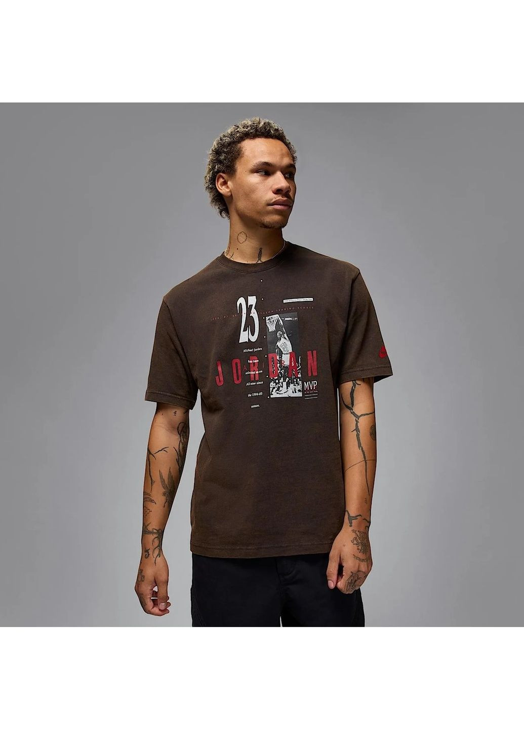 Коричневая мужская футболка m j reissue gx ss crew brown Air Jordan