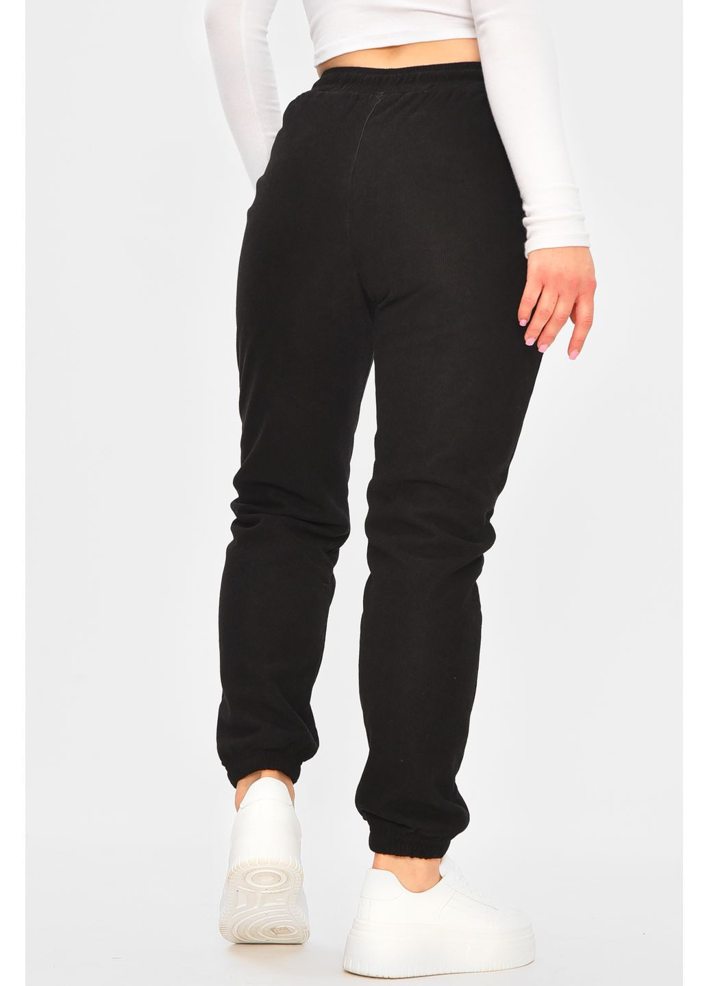 Спортивные штаны женские на искусственном меху черного цвета Let's Shop (364485075)