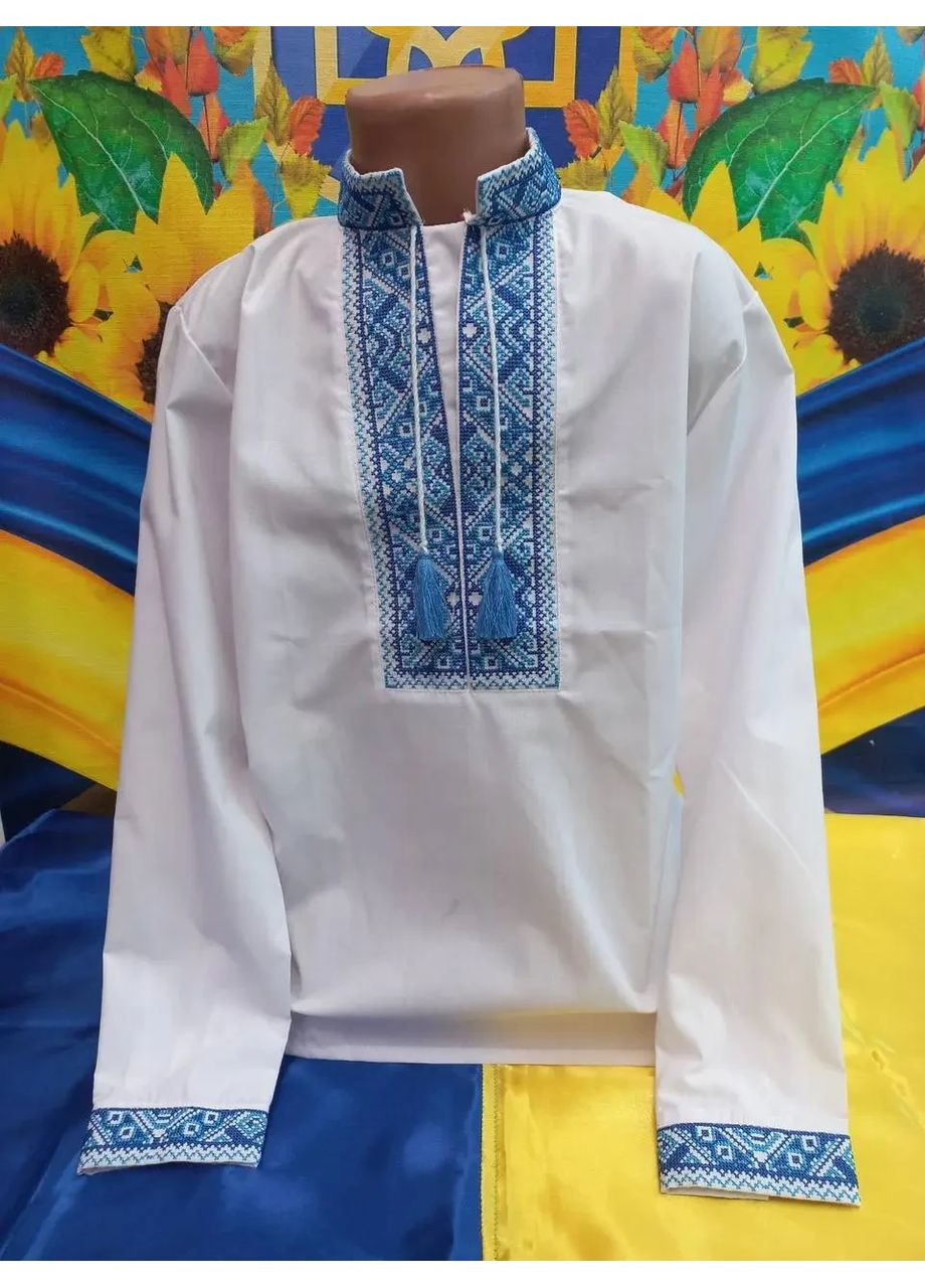 Белая вышиванка для мальчиков узор орнамент (373313395)