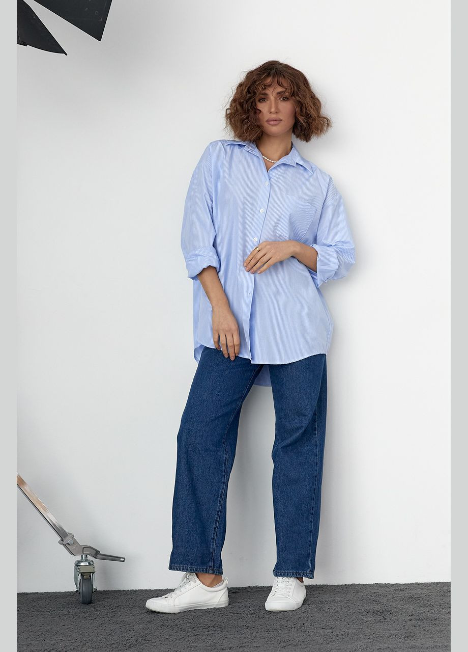 Голубой классическая рубашка в полоску Lurex с длинным рукавом