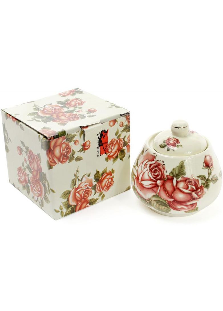 Цукорниця порцелянова Cream Rose 300мл для цукру та кондитерських виробів з кришкою Bona (368991106)