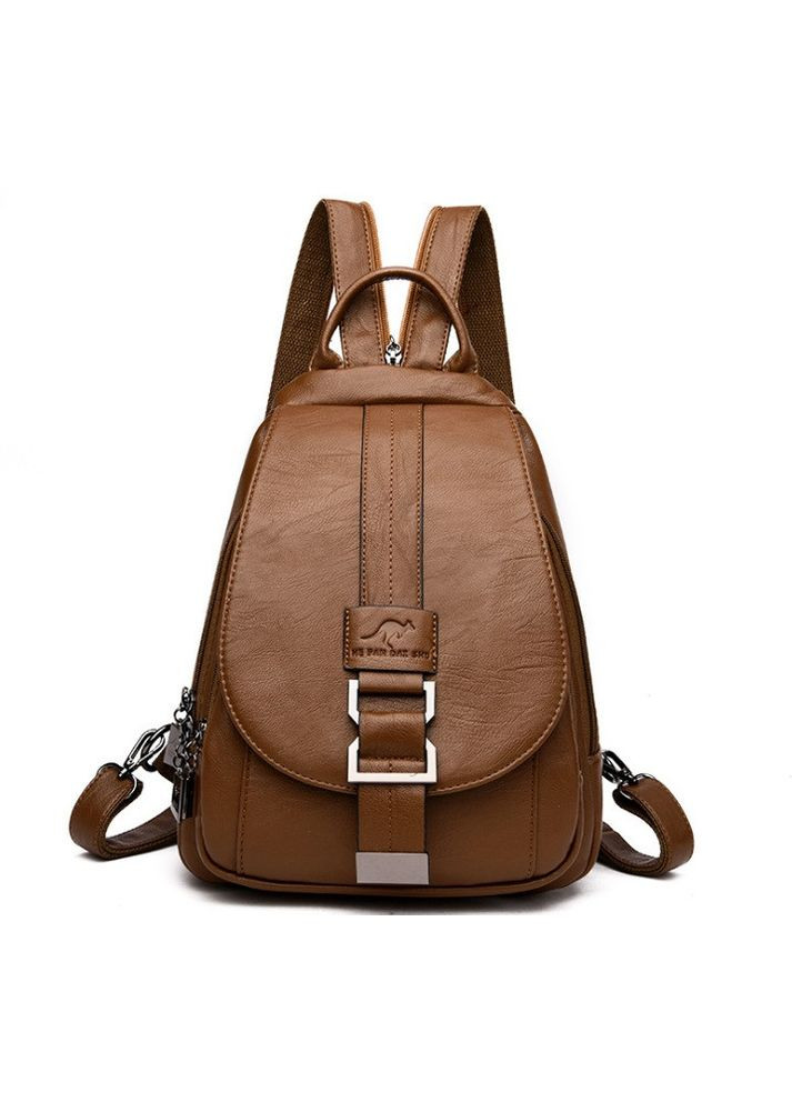 Жіночий міський рюкзак сумка з кенгуру на плече еко шкіра коричневий No Brand (298997994)