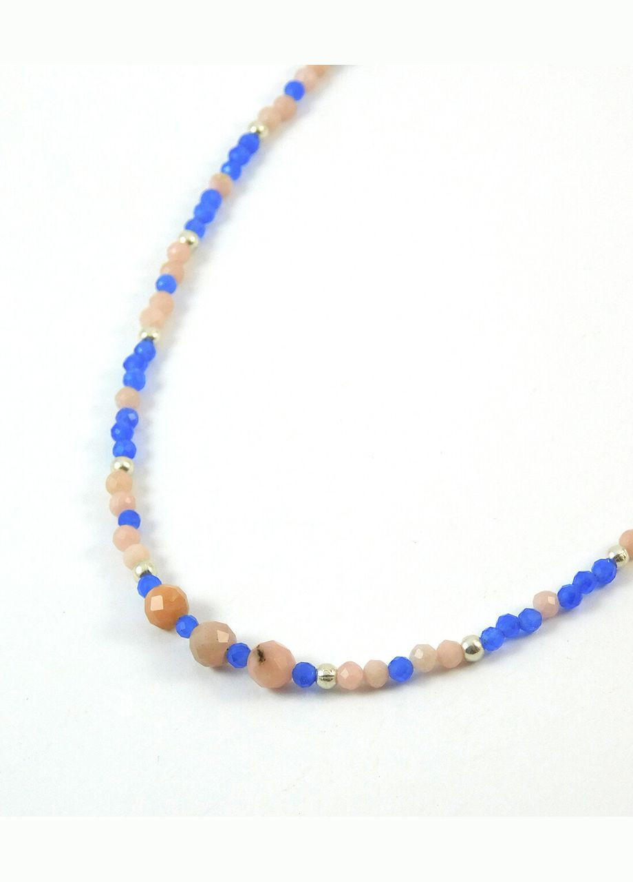 Намисто "Рожева фіалка" Котяче око, Опал, срібло Fursa fashion (322314357)