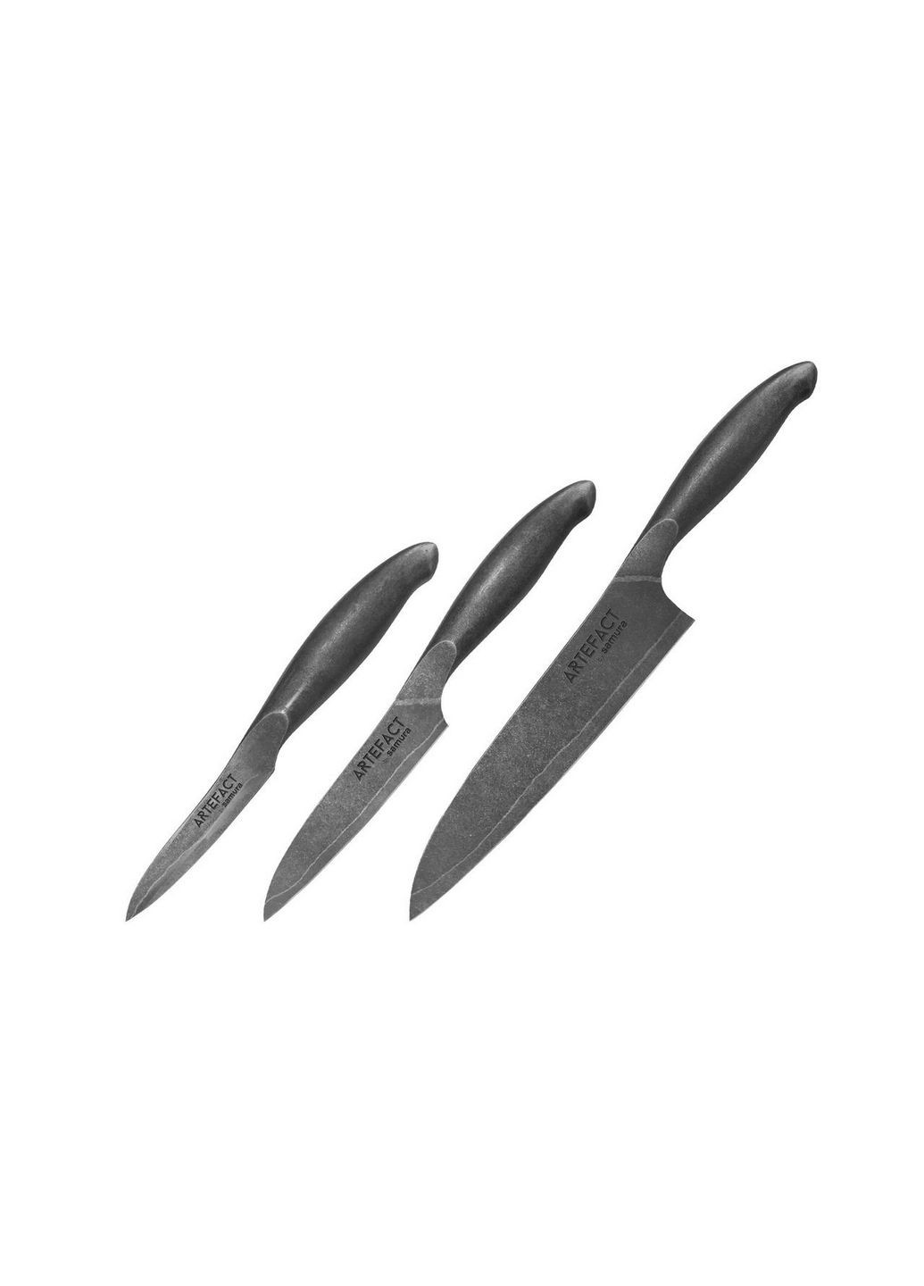 Набор из 3 кухонных ножей 9,7/12,7/21,2 см Samura тёмно-серые,