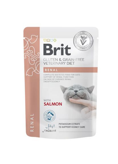 Корм влажный GF VD Renal для кошек с лососем 85 г (*) Brit (323153192)