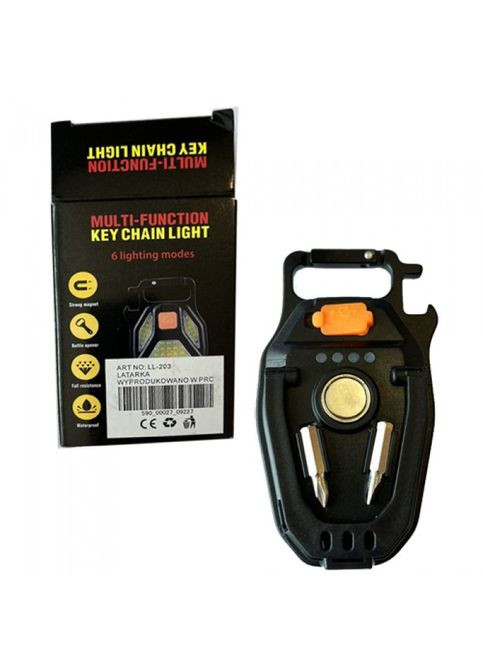Ліхтар ручний акумуляторний Multitool LL-203-COB з магнітом і карабіном No Brand (323486375)