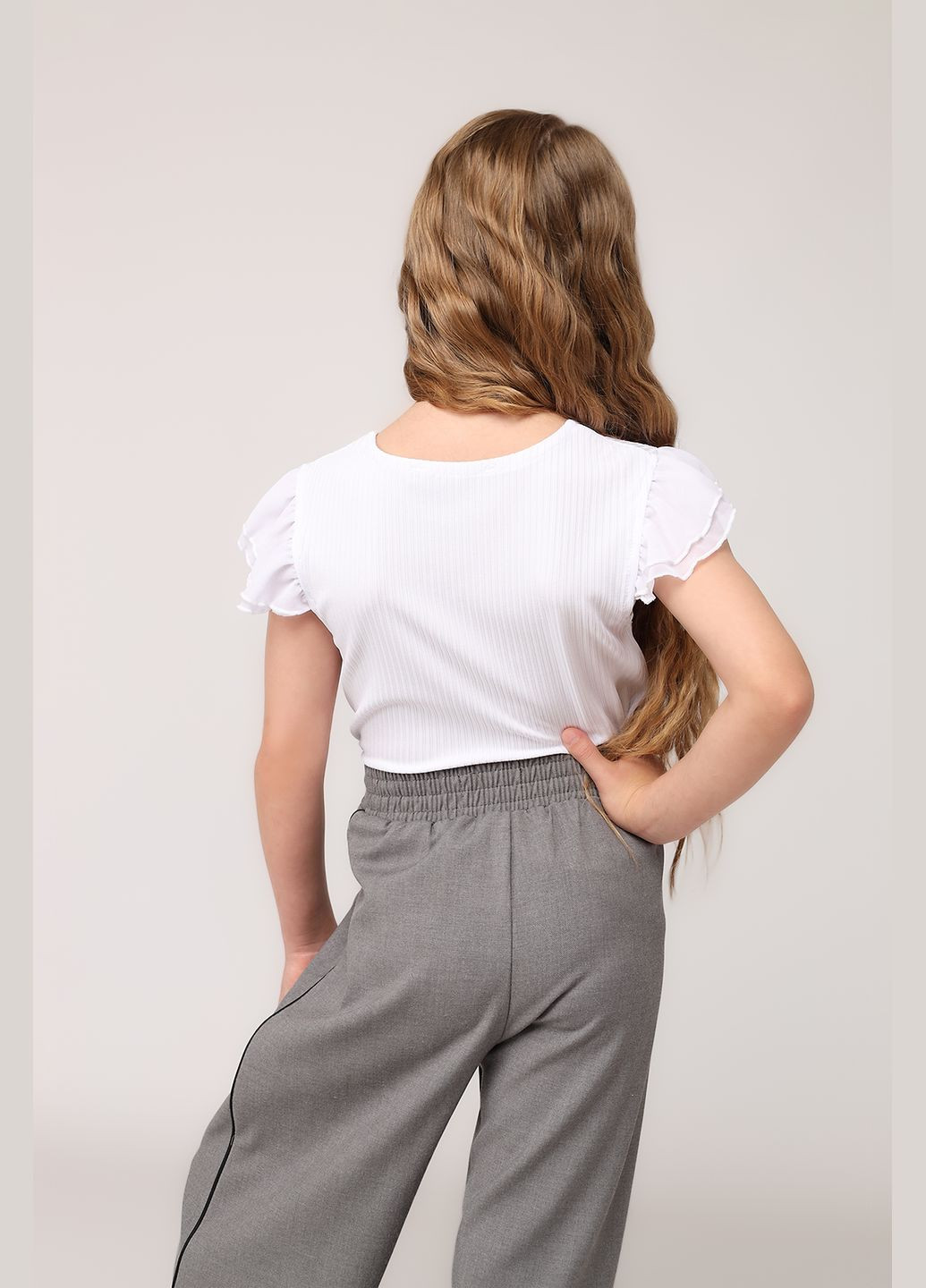 Блуза з коротким рукавом для дівчинки колір молочний ЦБ-00275698 Yuki (338375521)