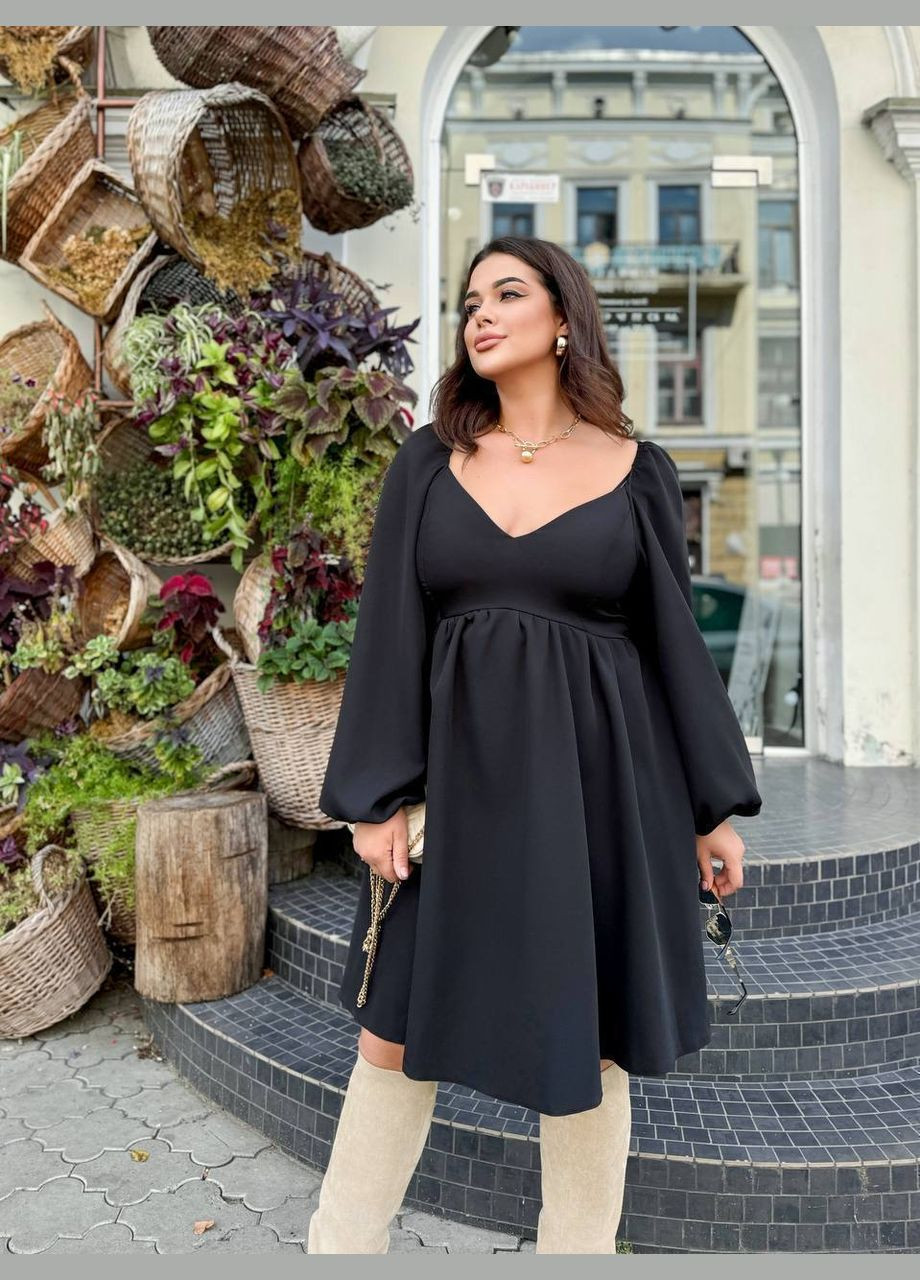 Черное коктейльное, деловое, повседневный, кэжуал, вечернее женское платье клеш No Brand