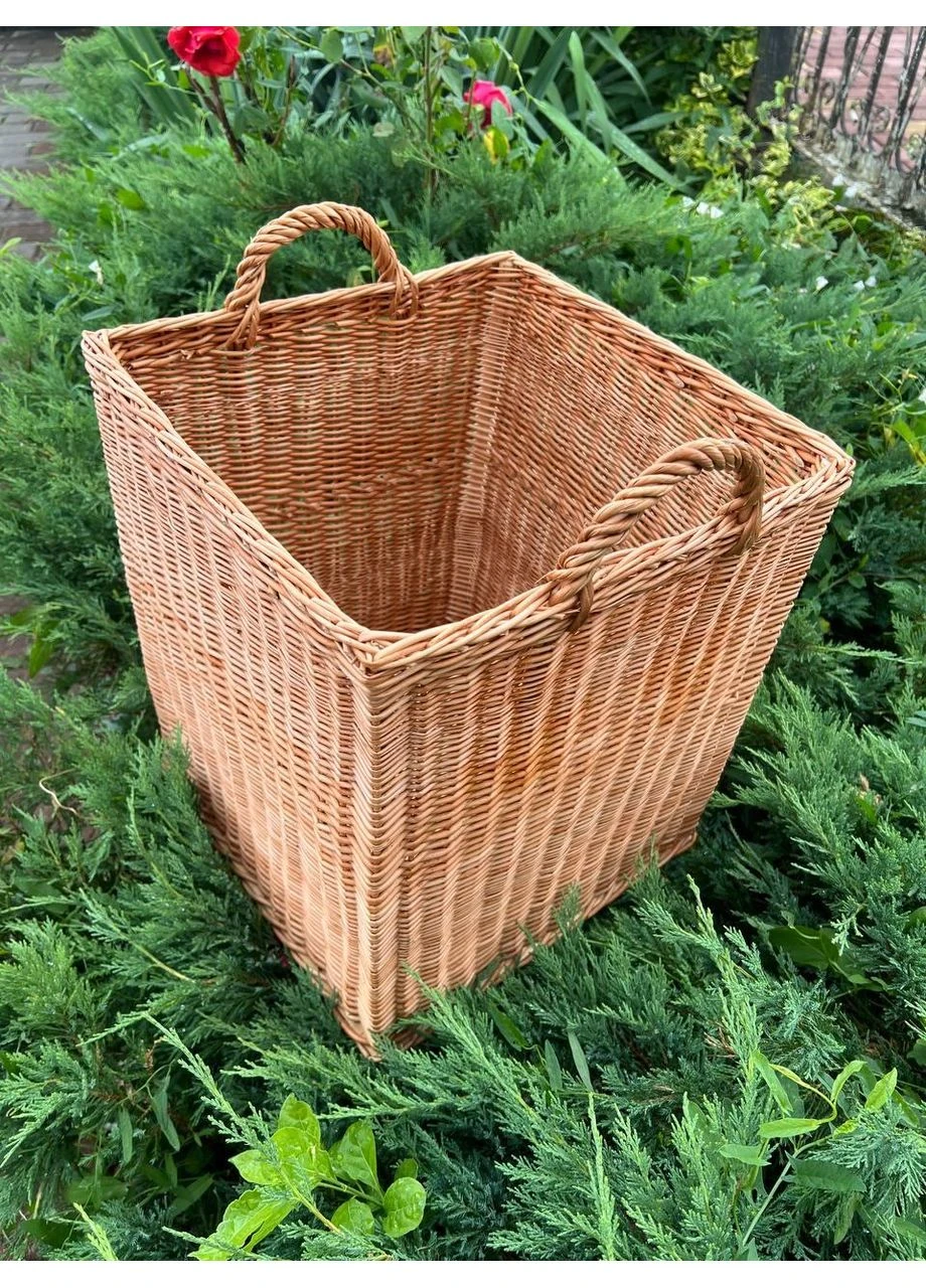 Плетёная корзина из лозы прямоугольная с ручками, для хранения, ручная работа No Brand (388398483)