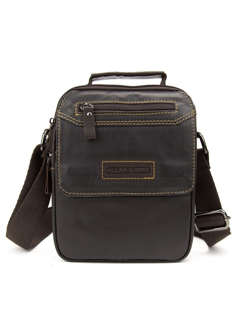 Чоловіча сумка месенджер через плече з натуральної шкіри з ручкою повсякденна середня RoyalBag RR-9102-1 (355245770)