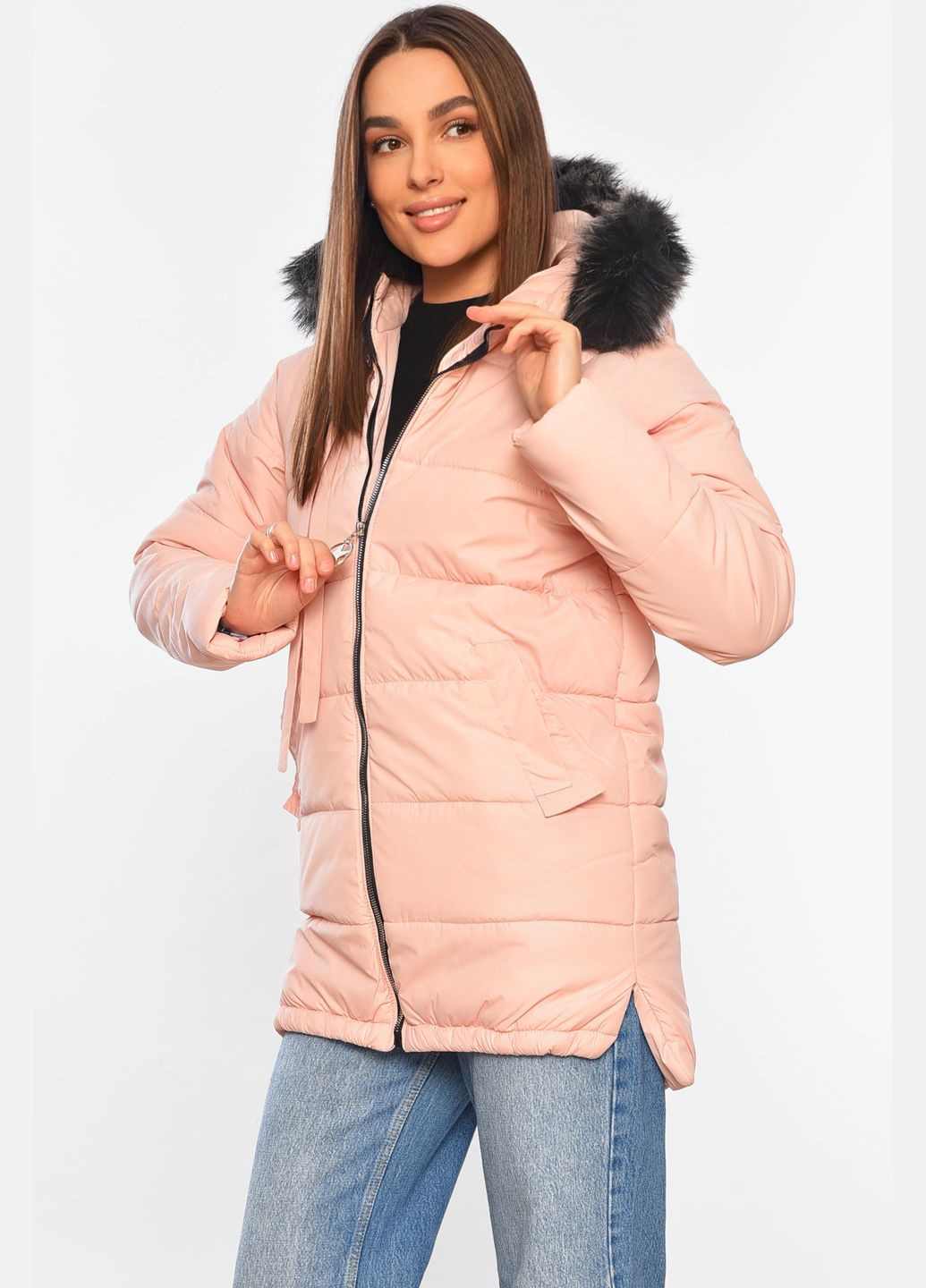 Розовая демисезонная куртка женская демисезонная светло-розового цвета куртка-пальто Let's Shop
