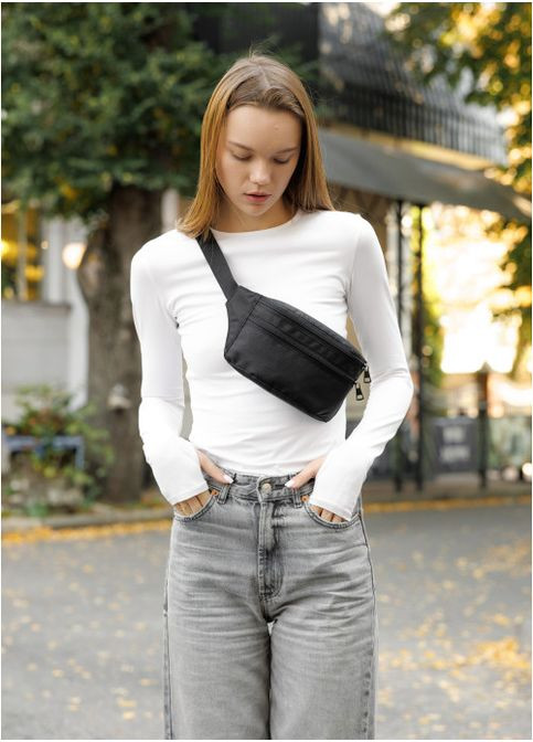 Жіноча тканинна сумка бананка на пояс Чорна (827031512) Sambag (361244565)