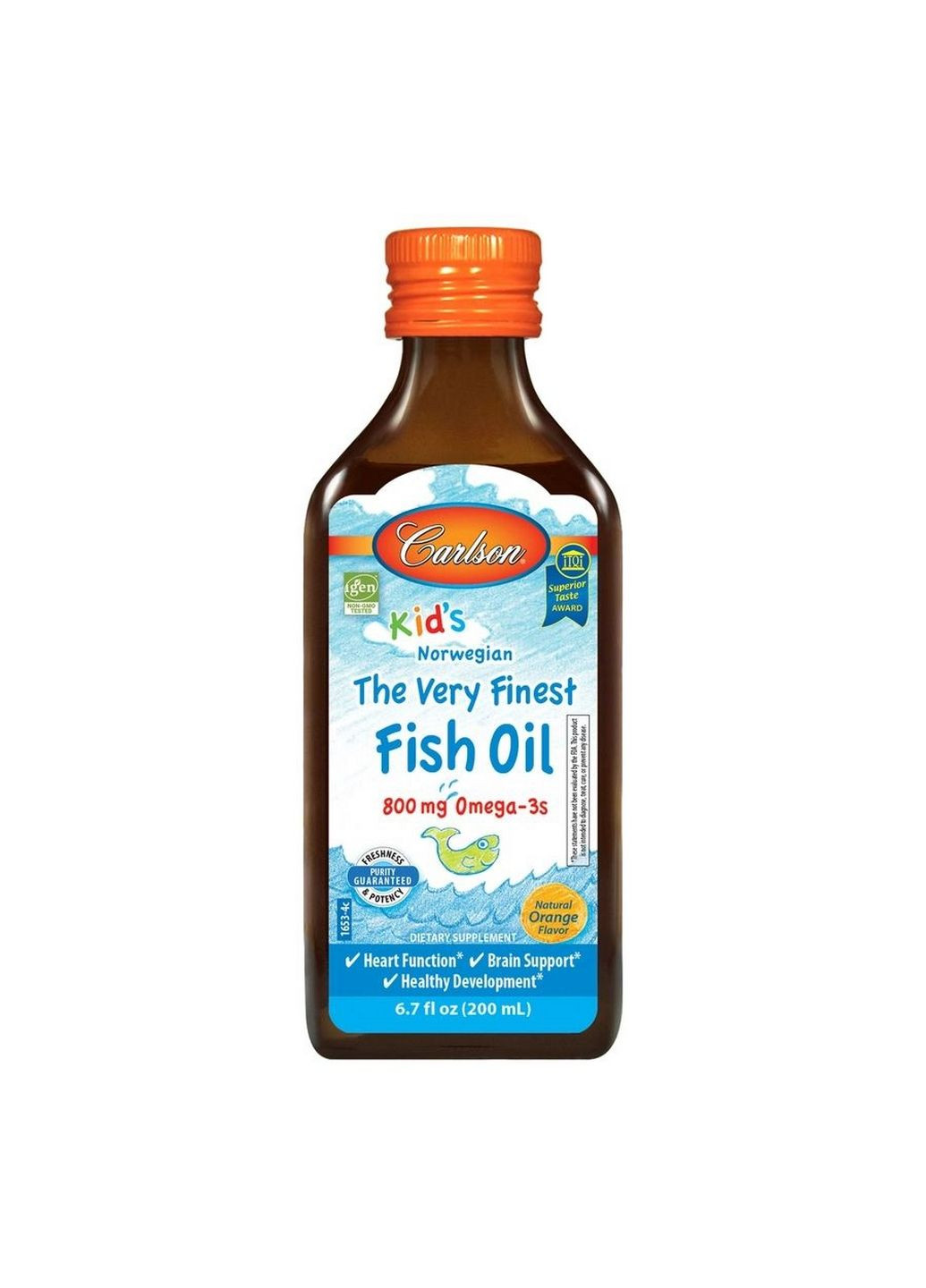Жирные кислоты Kid's The Very Finest Fish Oil, 200 мл Апельсин Carlson Labs (293479264)