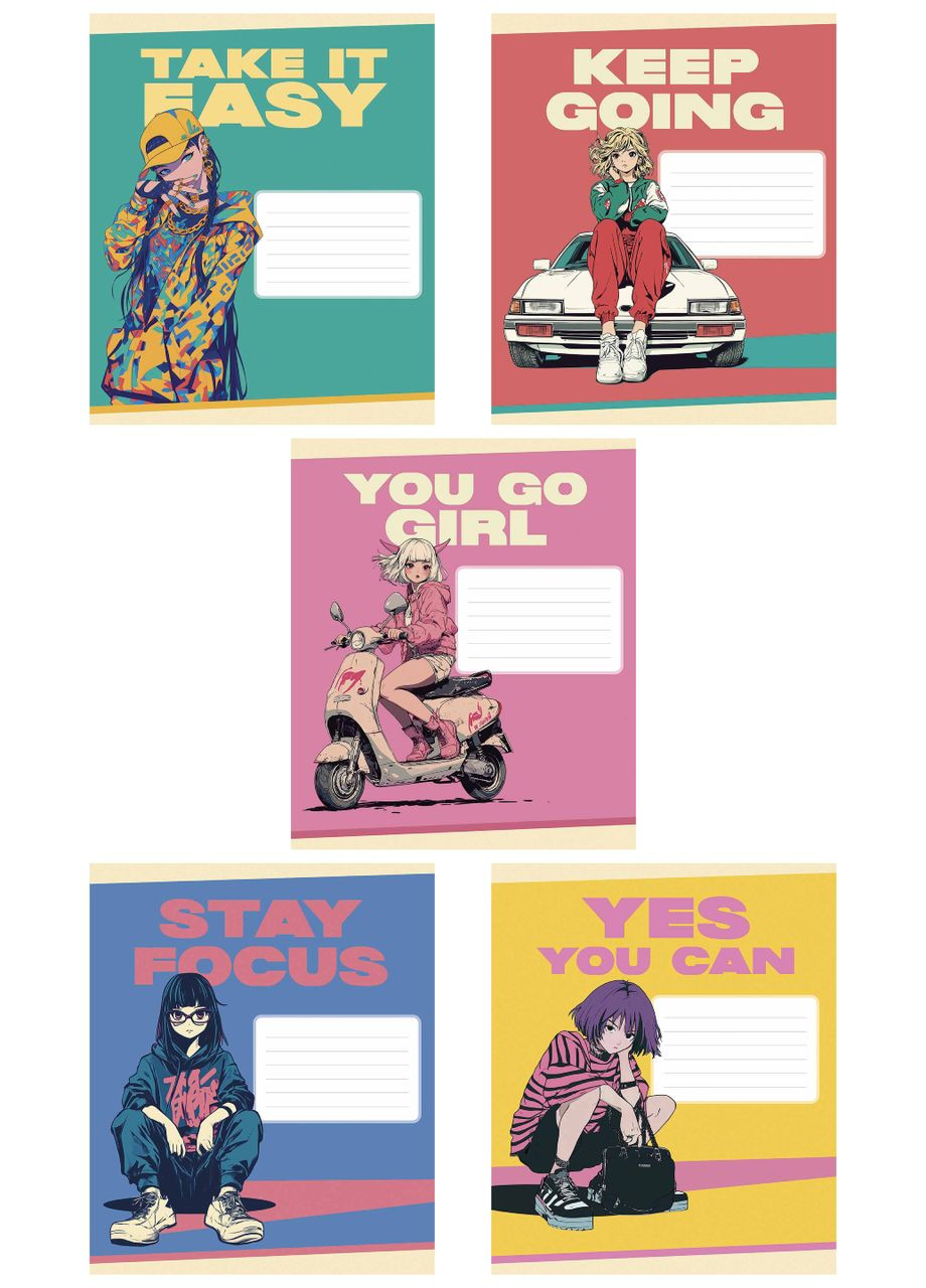 Тетрадь ученическая, набор 5 шт, girls Тетрадь Star в клетку 24л. Школярик (349469038)