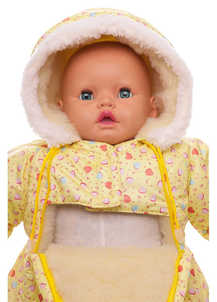 Человечек на меху для девочки без логотипа с принтом Сердечек желтый 74 см (51935) BABYKROHA (315340807)
