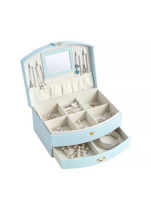 Шкатулка SP-01245 Blue для украшений и ювелирных изделий двохуровневая с зеркалом и ручкой 9шт Casegrace (352011243)