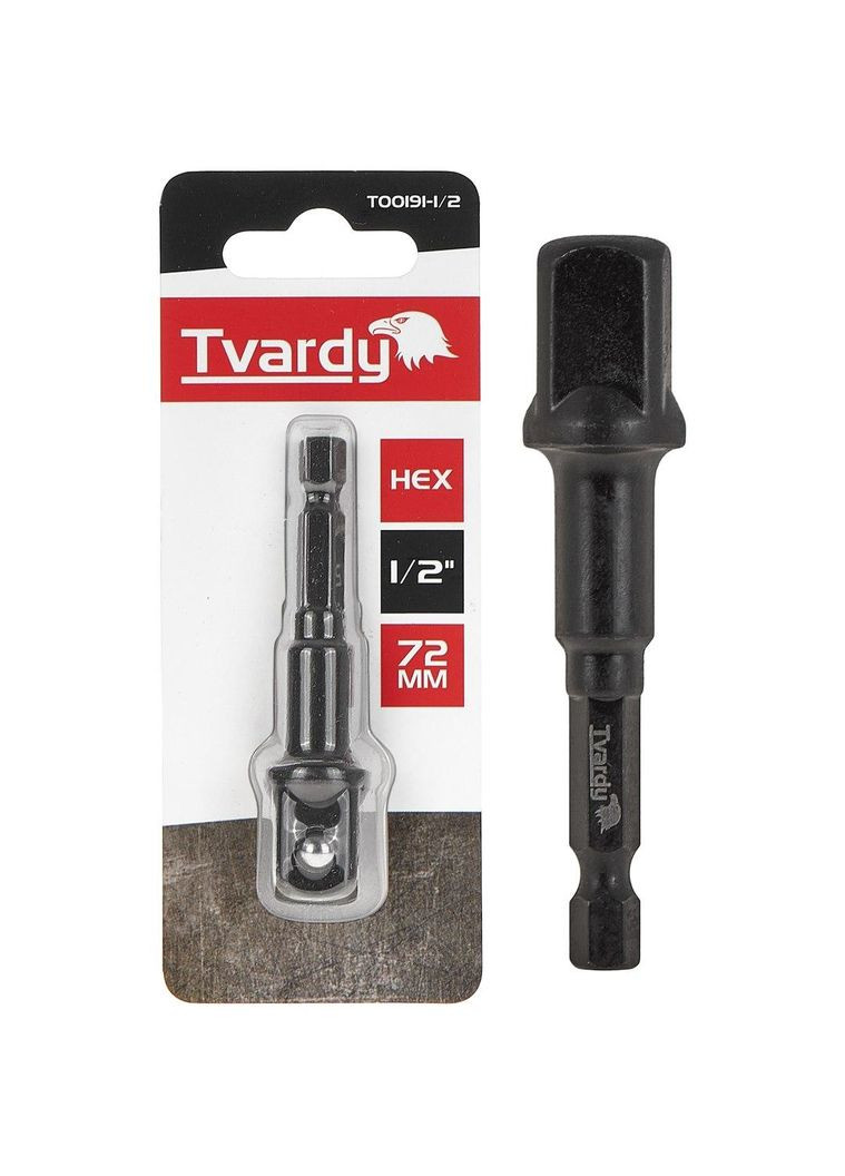 Адаптер ударний біти "Tvardy" Hex E6,3 (1/4") на тримач торцевої головки 1/2" х 75 мм Geko (342325103)