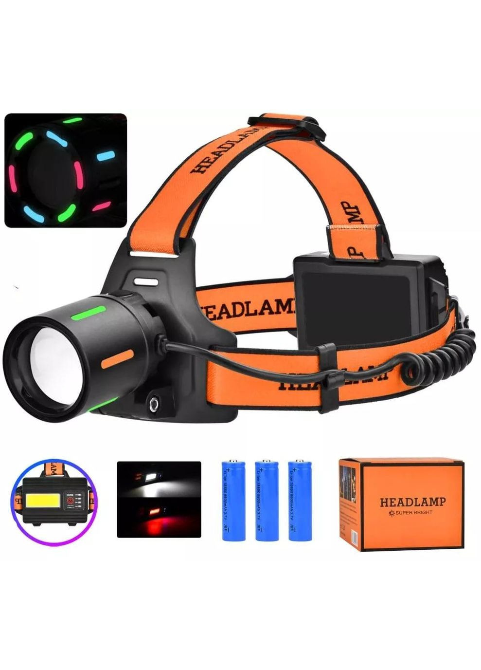 Фонарь налобный BL-T67-TG+COB белый и красный свет 1 режим 18650 Type-C X-Balog (361076322)