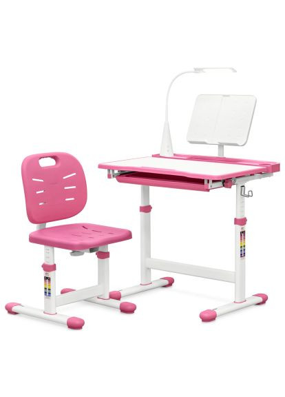 Парта зі стільцем (стіл+стілець+полиця+лампа) Pink (Evo-17 PN Ergo) Evo-Kids (стіл+стілець+полиця+лампа) Pink (370018553)