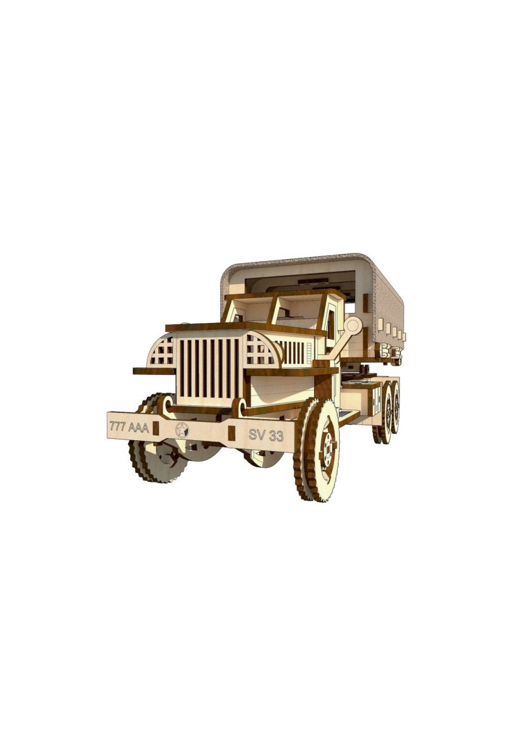 Дерев'яний конструктор "Військова вантажівка STUDEBAKER", 176 деталей 5х25х15 см Pazly (289464398)