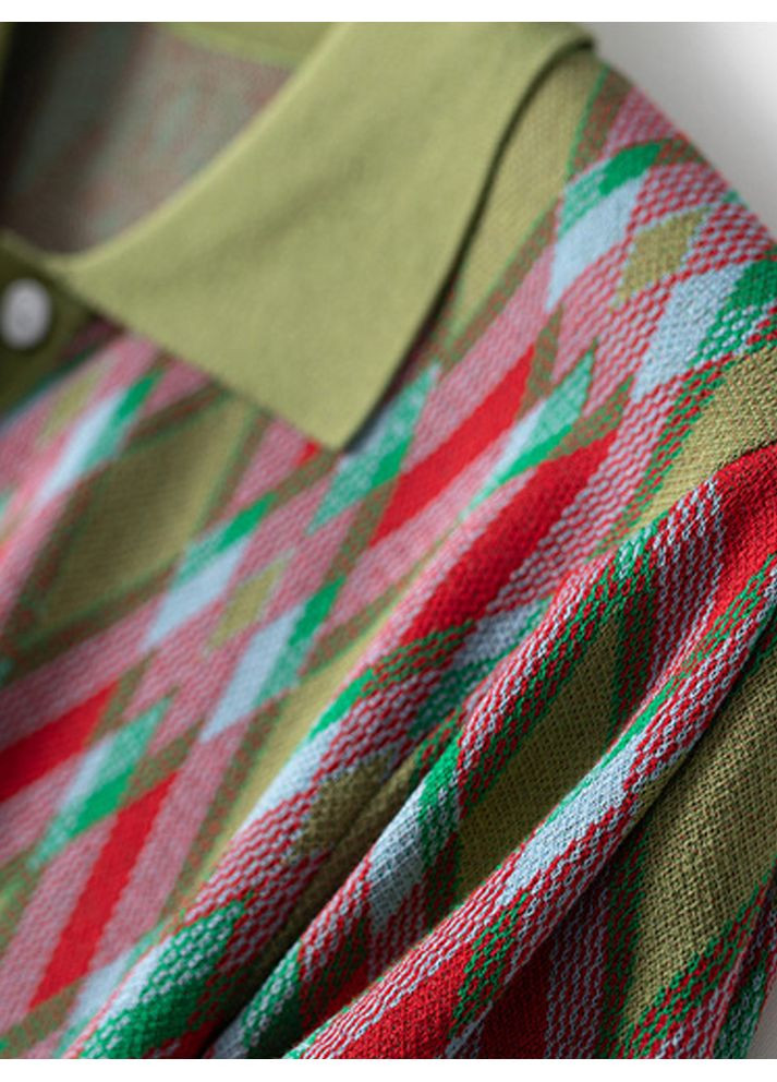 Зеленое кэжуал летнее платье-поло в стиле ретро dp-286 зеленый платье-футболка Number Nine с геометрическим узором