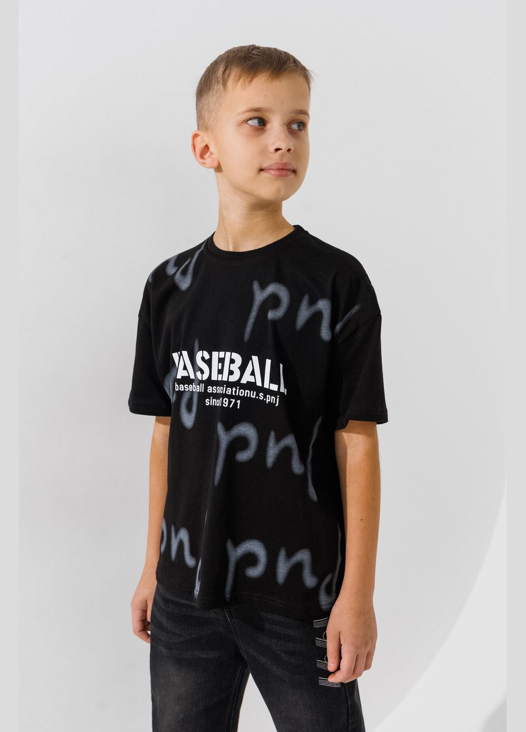 Черная футболка с принтом для мальчика 12135 128 см черный shop (2000990886941) Baby Show