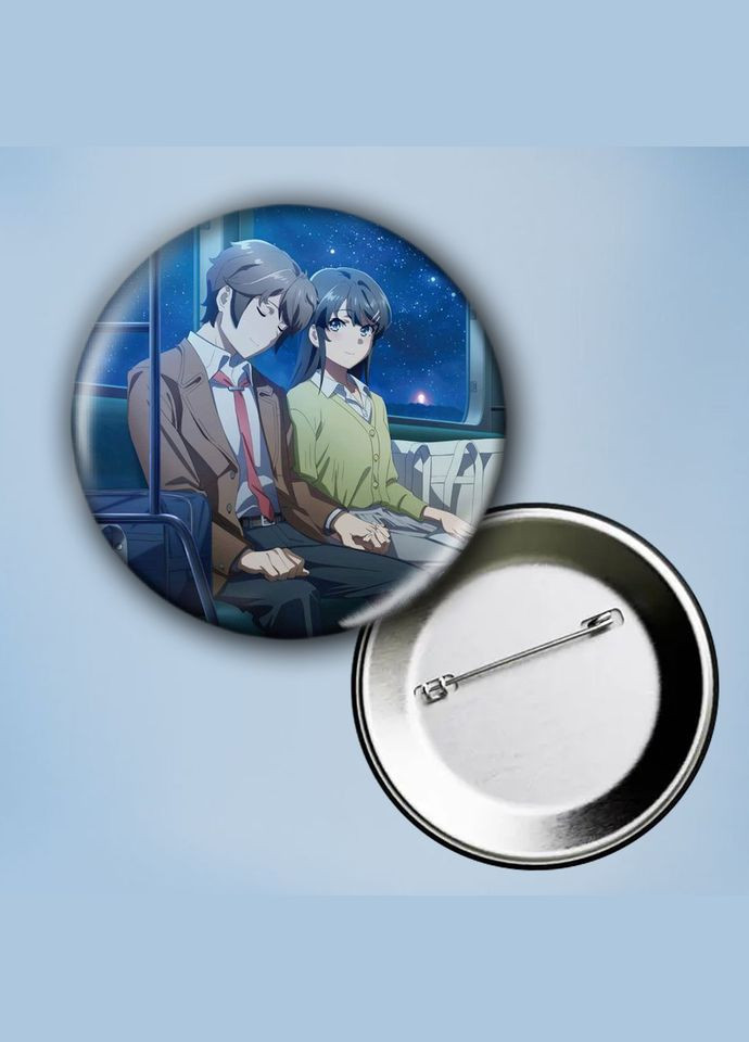 Значок на булавке Аніме Цей дурний свин не розуміє мрію дівчинки-зайчика #7 металевий 56 мм No Brand (304508121)