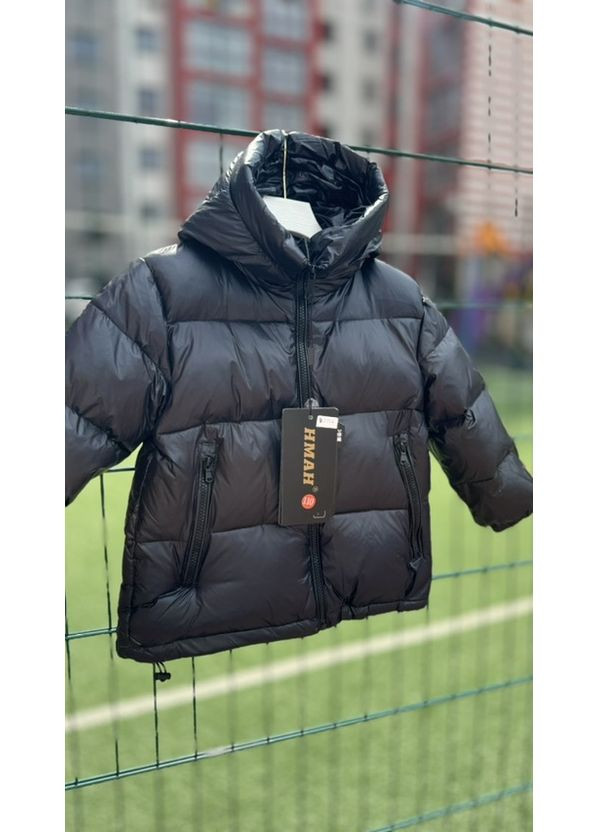 Черная зимняя стильная детская куртка BabyStyle