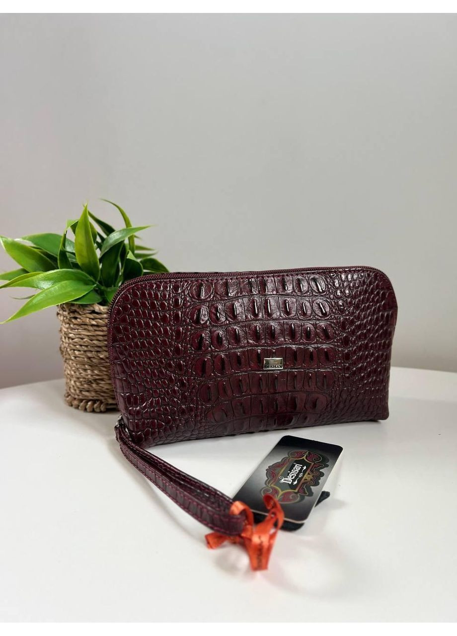 Косметичка женская натуральная кожа Турция с ремешком для кисти крокодил (064-6) Desisan (368150504)
