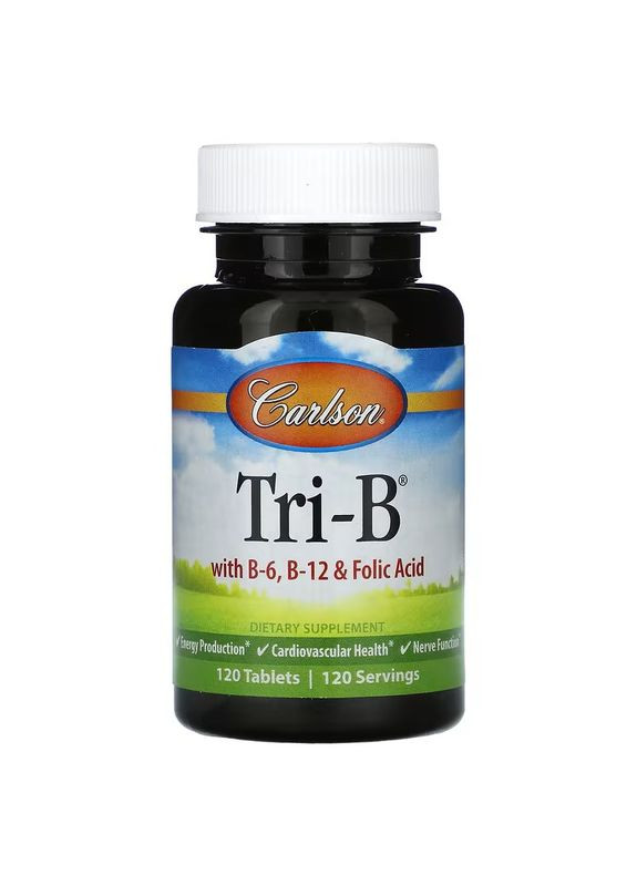 Вітаміни групи B Carlson Tri-B with B6, B12 & Folic Acid, 120 Tablets Carlson Labs (291848508)