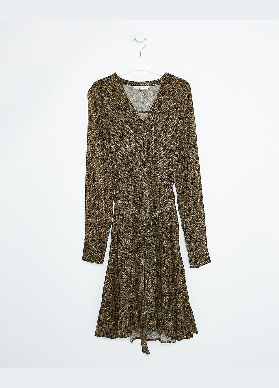 Темно-зеленое платье демисезон,болотный в узоры, YAYA