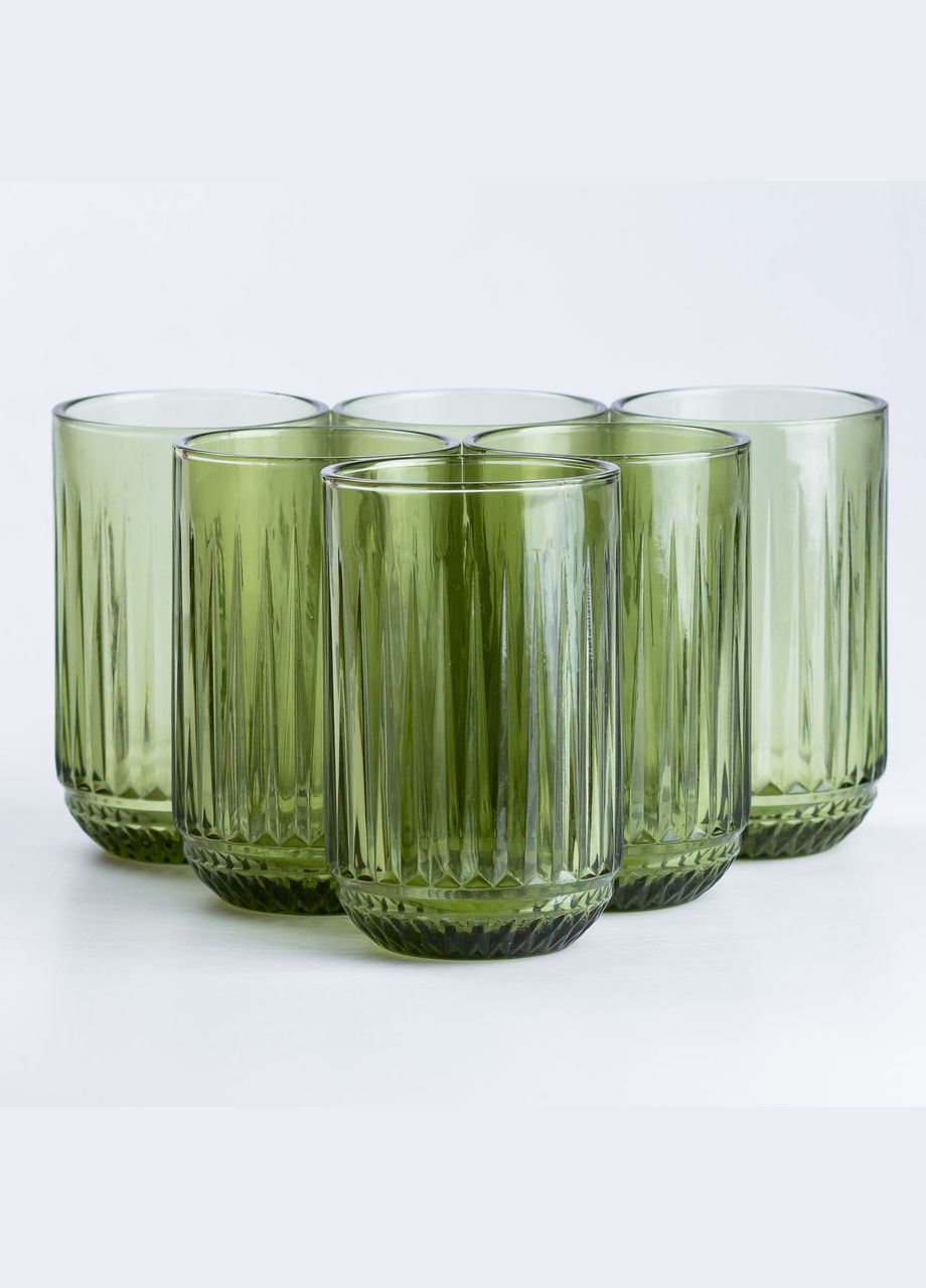 Набір склянок 6 штук 450 мл скляні зелений HP4146 TS Kitchen (306849156)