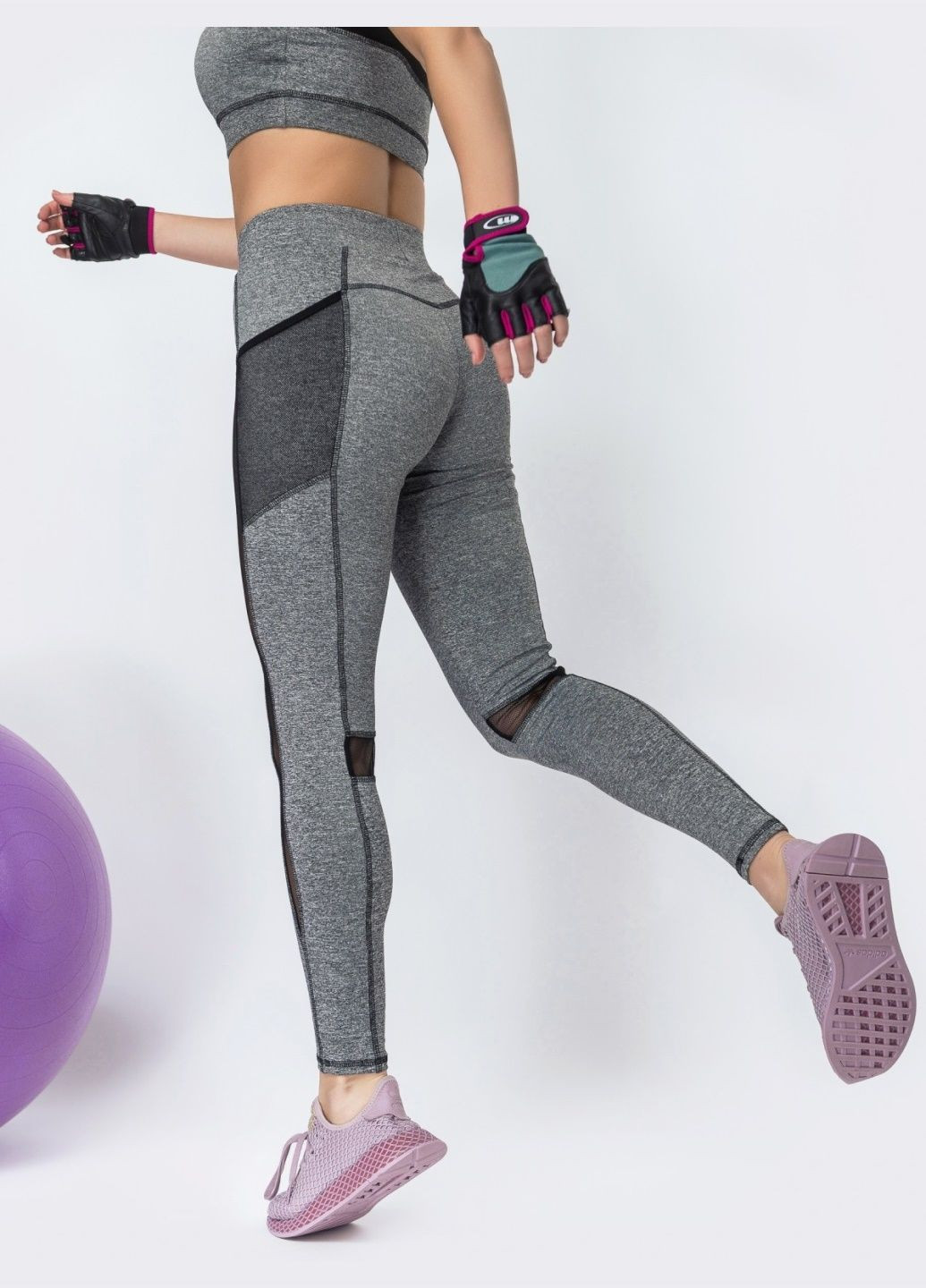 спортивні лосини з еластичною сіткою сірі Dressa (308791464)