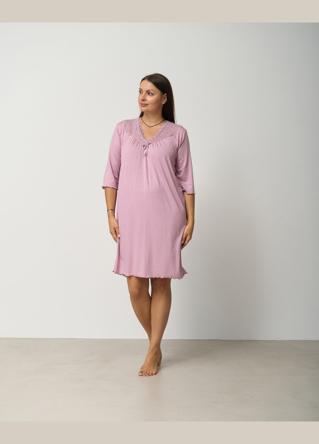 Віскозна сорочка з мереживом та рукавом 3/4, батал Nicoletta (306614065)