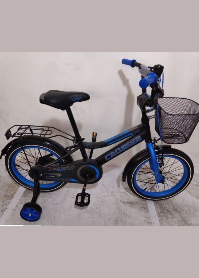 Детский Велосипед Rocky -13 с корзинкой и доп. колесиками 4503 Синий, 16 Crosser (267810157)