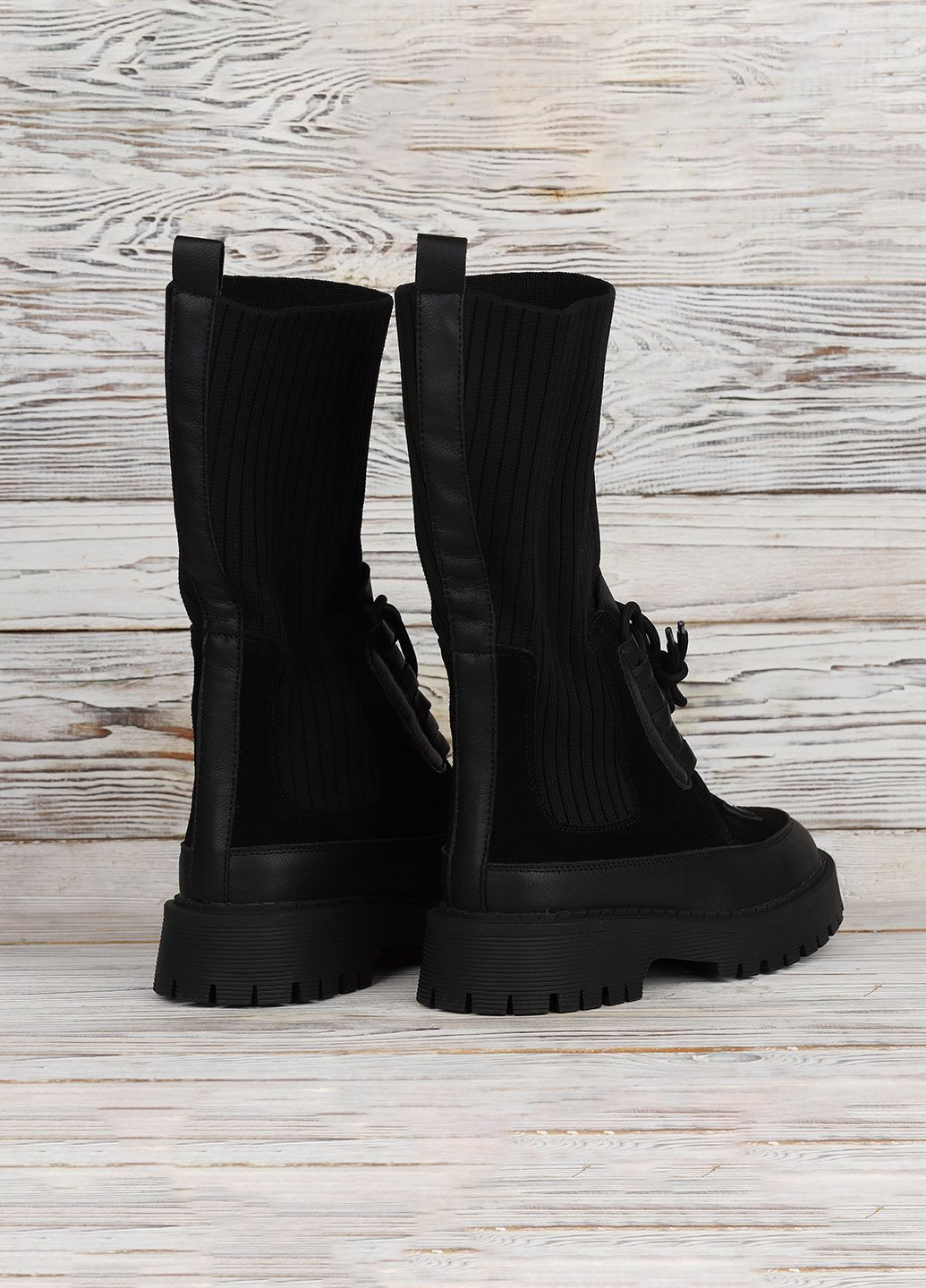 Жіночі черевики It ts чорні високі демісезонні черевики із текстилю на високій підошві для прогулянок ITTS (365301246)