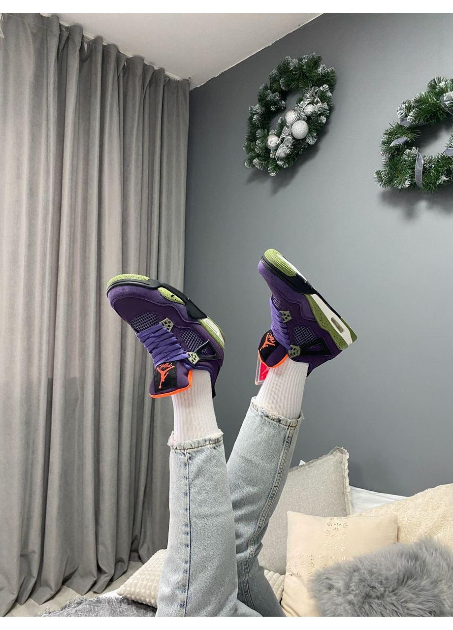 КРОССОВКИ ЖЕНСКИЕ NIKE AIR JORDAN RETRO 4 CANYON PURPLE НАЙК АИР ДЖОРДАН No Brand фиолетовые демисезоны (368867457)