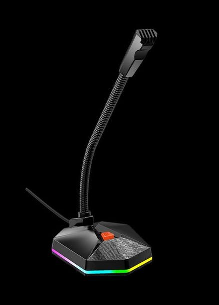 Настільний USB-мікрофон MT-MC13 з підсвічуванням RGB 5В Гусяча шия на 360 градусів Чорний MEETION (337311093)
