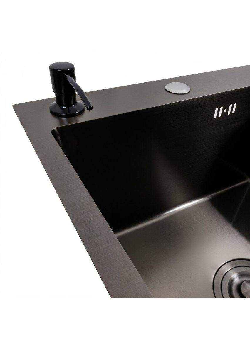 Кухонна мийка CM 65*50 L чорна PVD Handmade (круглий сифон 3,0/0,8) Valeso (336937516)