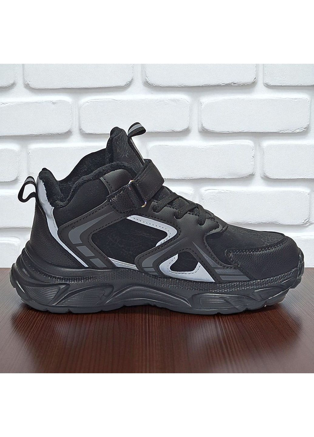 Чорні Осінні утеплені демісезонні кросівки хайтопи на флісі на липучках для хлопчика піділтка Tom.M