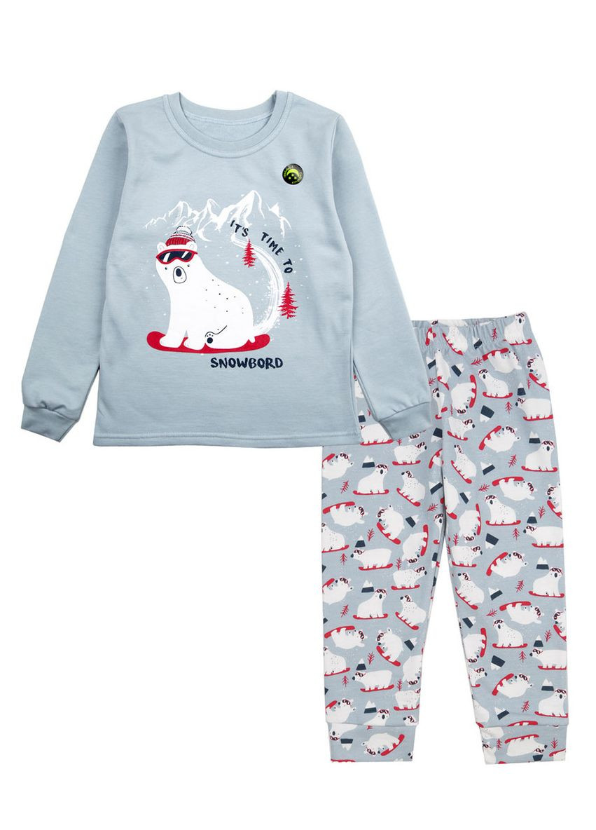 Серая зимняя пижама для мальчика Фламинго