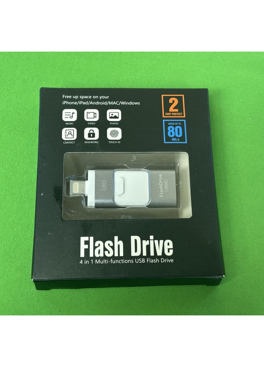 Флешка, Флешнакопитель 3 в 1, Lightning, microUSB, USB Flash Drive 256 GB для iPhone, Android, Windows No Brand (351372511)