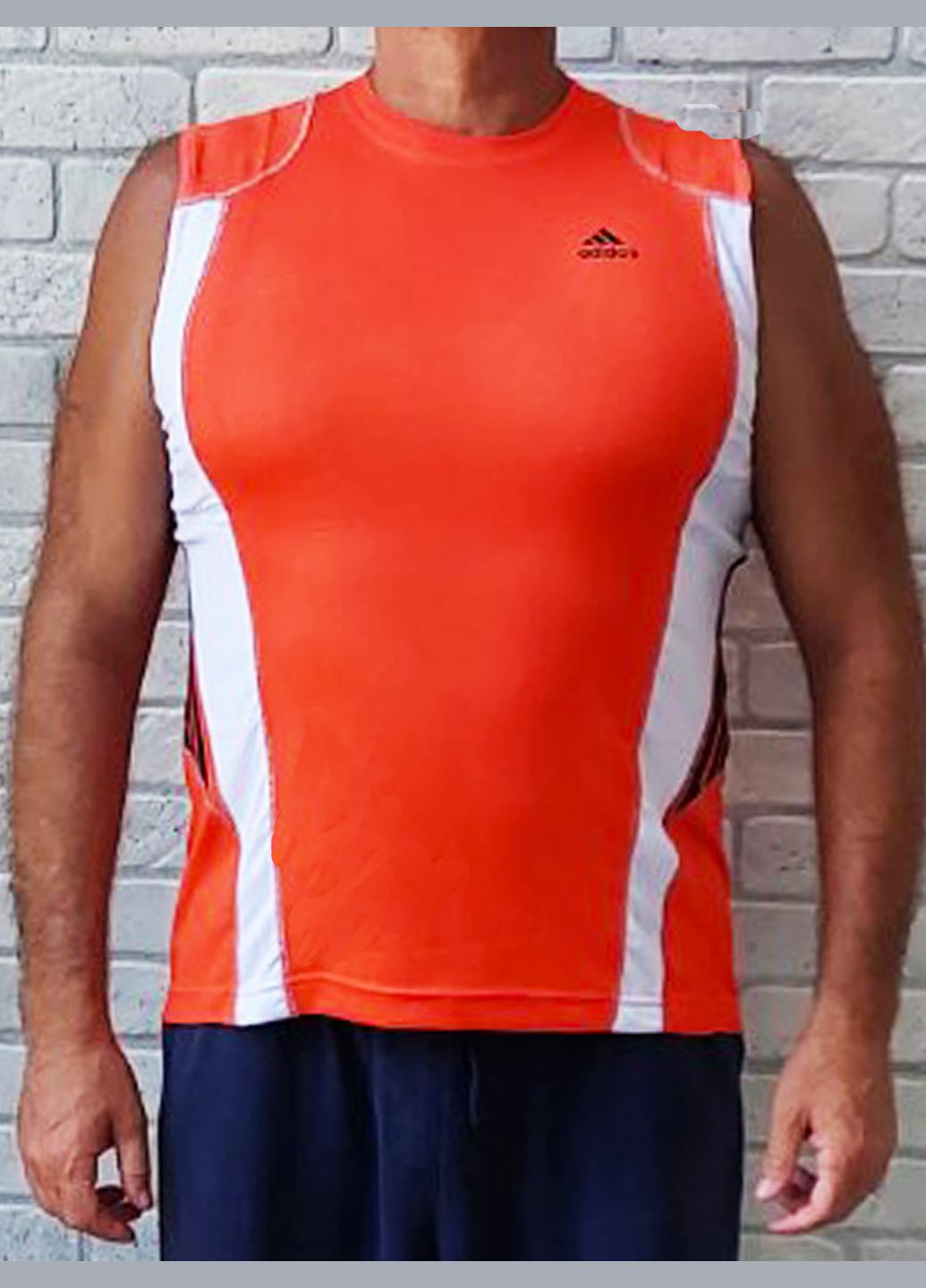 Помаранчева футболка чоловіча - безрукавка для тренувань накат, трикотаж No Brand