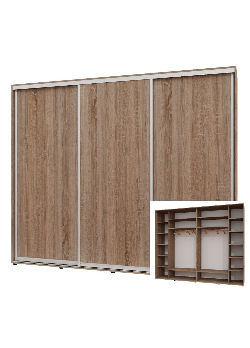 Шафа-купе тридверна 300*60*240 см Дуб Сонома трюфель 3 двері ДСП Люкс-147 Алекса (360444161)