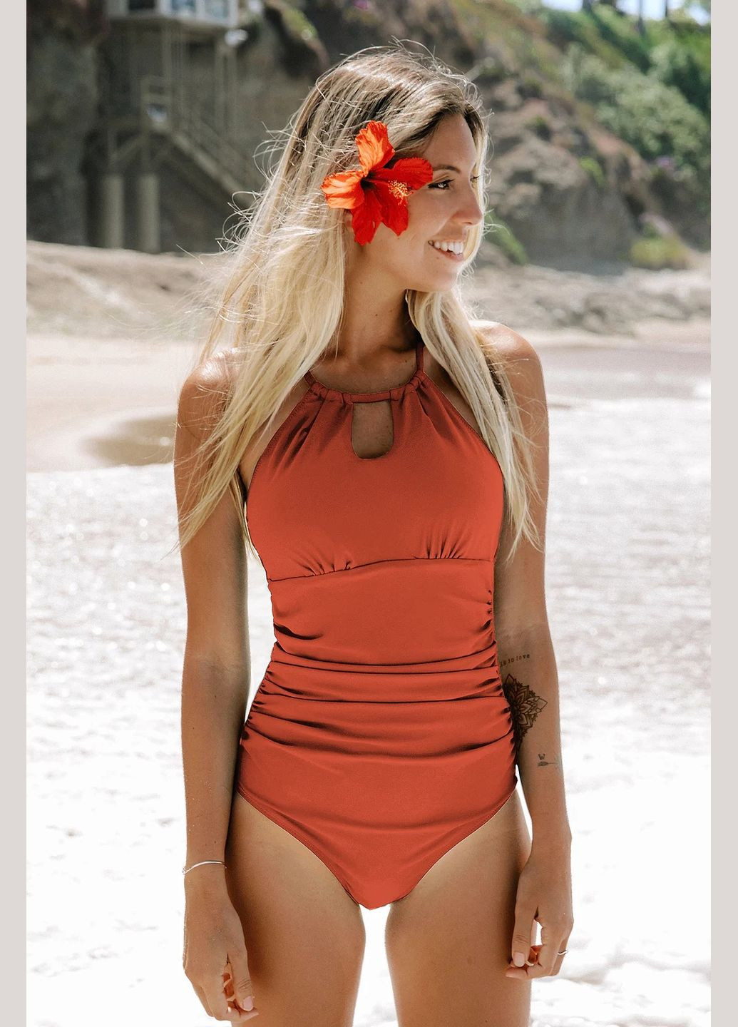 Оранжевый летний купальник CUPSHE