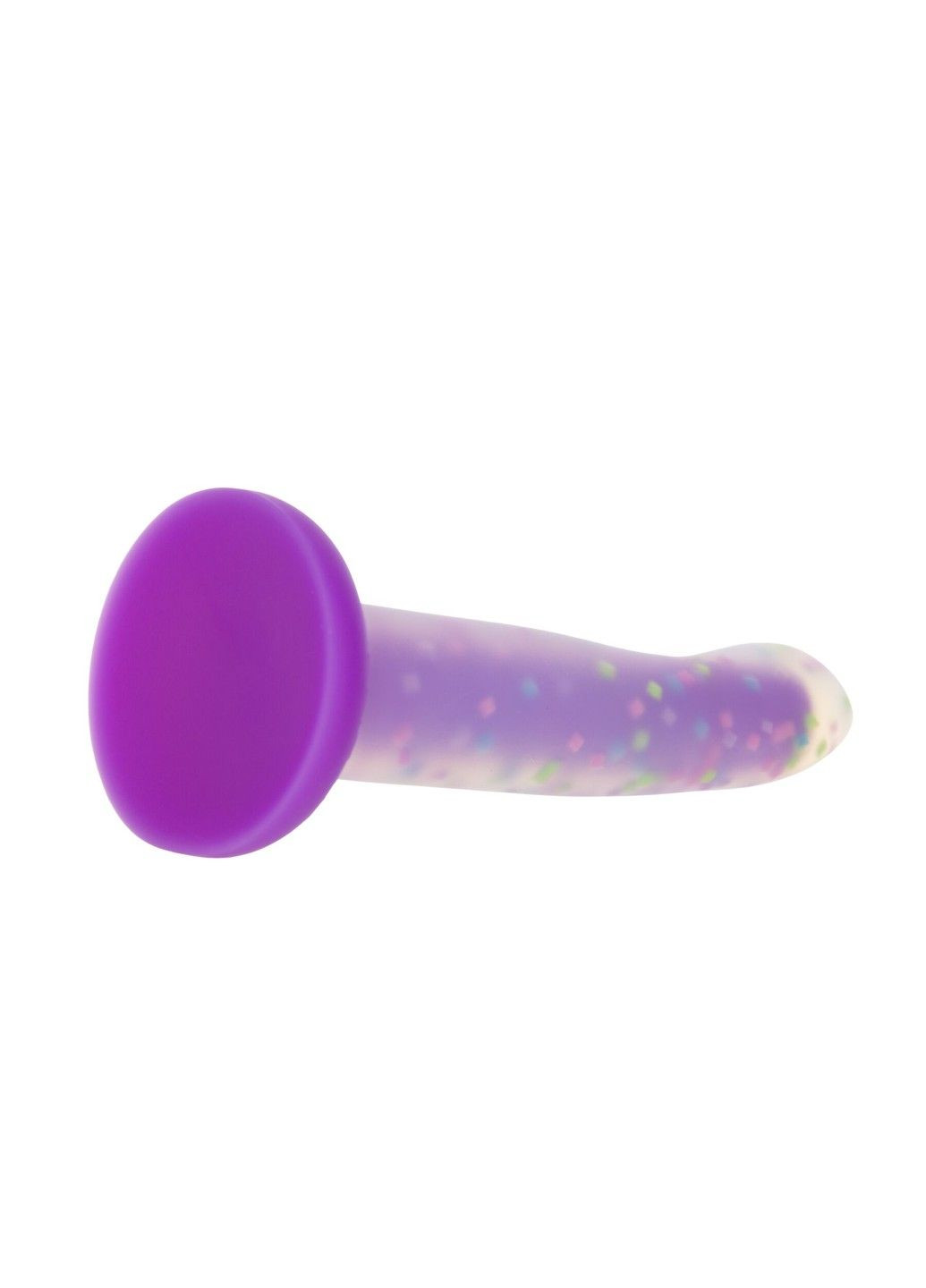 Светящийся в темноте фаллоимитатор Rave 8 Glow in the Dark Dildo Purple Confetti 20,3 см силикон ADDICTION (322740400)