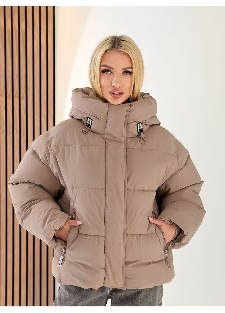 Темно-бежевая зимняя куртка зимняя No Brand