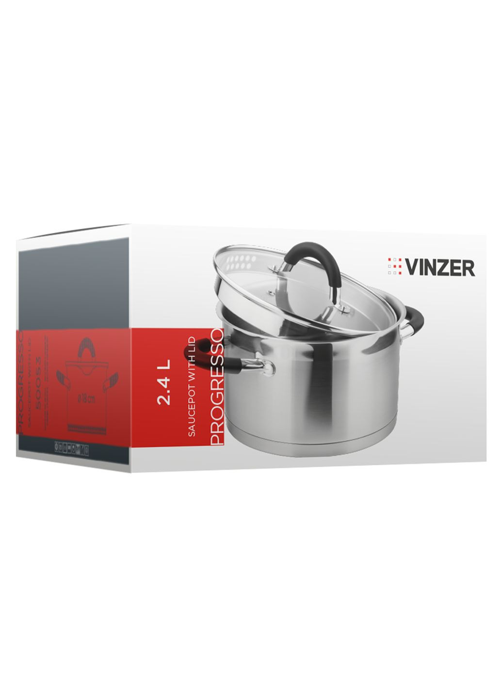 Каструля із кришкою Progresso 18 см. 2.4 л. (50053) Vinzer (361869805)